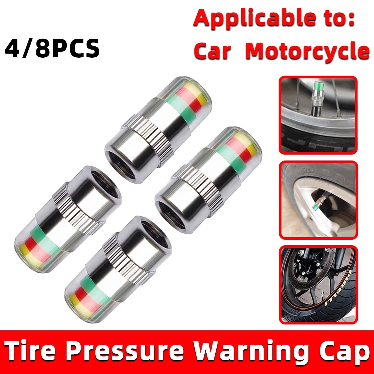 4/8 szt. Kapsle na zawory opon – Tyre Pressure Gauge recenzja i cena
